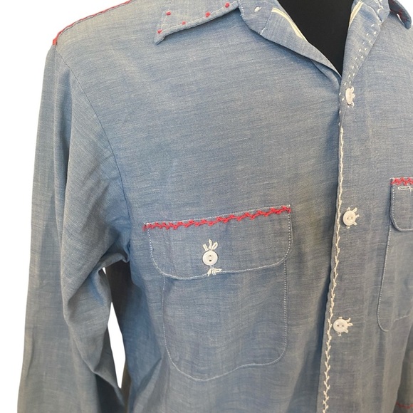 Big Mac JC Penny Mens Vintage Non Iron Blue Button Up Shirt - Picture 5 of 10